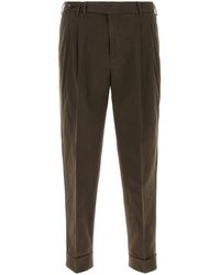 PT Torino - Brown Stretch Cotton Style Pant - Lyst