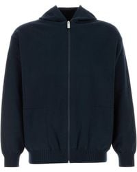 Herno - Navy Blue Cotton Blend Cardigan - Lyst