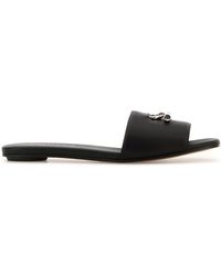 McQueen - Black Leather Slippers - Lyst
