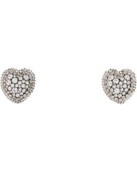 Alessandra Rich - Embellished Metal Heart Earrings - Lyst