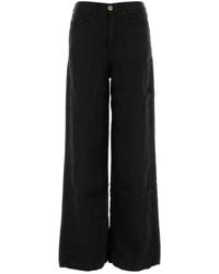 Lois - Black Linen Skater Wide-leg Pant - Lyst