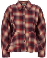 Ganni - Embroidered Flannel Shirt - Lyst