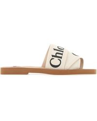 Chloé Ivory Canvas Woody Slippers - Multicolour