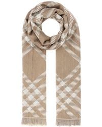 Burberry - Embroidered Wool Blend Scarf - Lyst