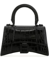 Balenciaga - Borsa a mano Hourglass XS in pelle nera - Lyst