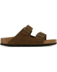 Birkenstock - Slippers Arizona in pelle scamosciata marrone - Lyst