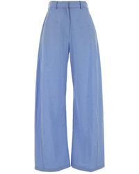 GIUSEPPE DI MORABITO - Powder Light-blue Poplin Wide-leg Pant - Lyst