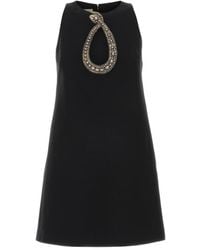 Valentino Garavani - Black Crepe Couture Mini Dress - Lyst