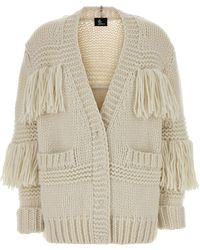 Moncler - Ivory Crochet Oversize Cardigan - Lyst