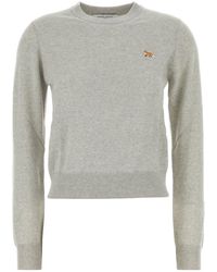 Maison Kitsuné - Maglione in lana grigia - Lyst