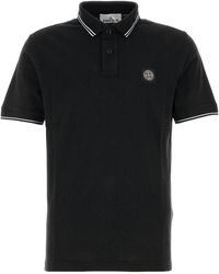 Stone Island - Black Stretch Piquet Polo Shirt - Lyst
