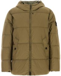 Stone Island - Army Green Nylon Down Jacket - Lyst