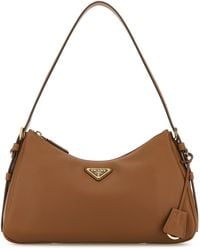 Prada - Borsa a spalla Aimée media in pelle cammello - Lyst