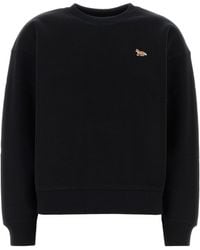 Maison Kitsuné - Cropped Sweatshirt With Embroidered Fox Motif - Lyst