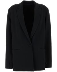Alberta Ferretti - Giacca in crepe stretch nero - Lyst