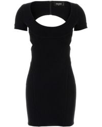 DSquared² - Mini abito in misto lana stretch nera - Lyst
