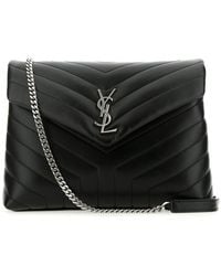 Saint Laurent - Borsa a spalla LouLou media in pelle nera - Lyst