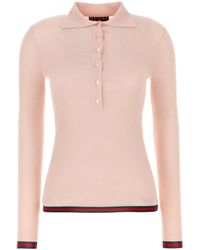 Gucci - Polo in misto cashmere rosa chiaro - Lyst