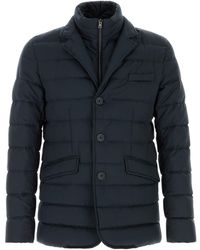 Herno - Navy Blue Polyester Down Jacket - Lyst