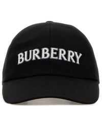 Burberry - Cappello da baseball in gabardine nero - Lyst