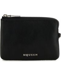 McQueen - Portacarte Sling in pelle nera - Lyst