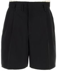 Maison Margiela - Black Wool Bermuda Shorts - Lyst