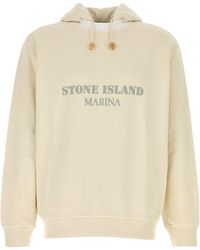 Stone Island - Cream Cotton Sweatshirt - Lyst