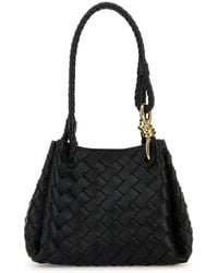 Bottega Veneta - Borsa a mano Parachute piccola in pelle nera - Lyst