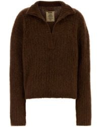 Uma Wang - Brown Stretch Alpaca Blend Oversize Polo Shirt - Lyst