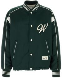 WOOYOUNGMI - Bottle Green Satin Bomber Jacket - Lyst