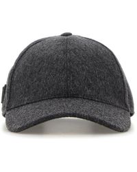 Prada - Capello da baseball in flanella grigia scura - Lyst