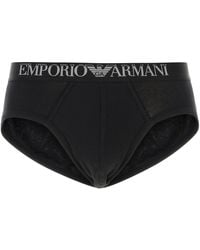 Emporio Armani - Set di slip in cotone stretch nero - Lyst