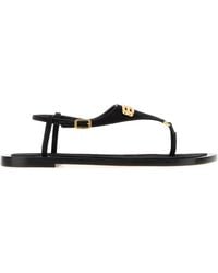 Balenciaga - Black Suede Riva Thong Sandals - Lyst