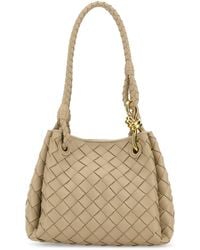 Bottega Veneta - Borsa a mano Parachute piccola in pelle beige - Lyst