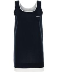 Miu Miu - Abito in misto seta stretch blu notte - Lyst