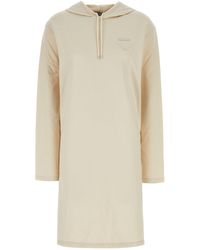 Prada - Abito felpa in cotone stretch crema - Lyst