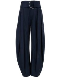 JW Anderson - Pantalone dalla gamba ampia in raso blu navy - Lyst