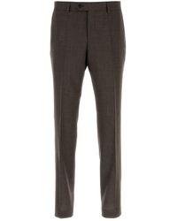 BOSS - Dark Brown Wool Blend Pant - Lyst