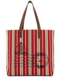 Fendi - Borsa shopping in tela ricamata - Lyst