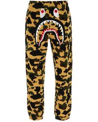A Bathing Ape - Printed Cotton joggers - Lyst