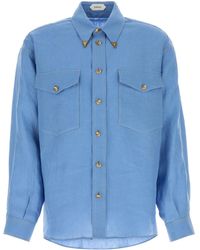 Versace - Light-blue Linen Shirt - Lyst