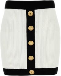 Balmain - Minigonna in misto viscosa bianca - Lyst