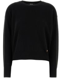Versace - Maglione in misto lana stretch nero - Lyst