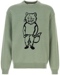 Maison Kitsuné - Mint Green Cotton Blend Sweater - Lyst