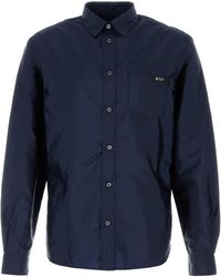 Prada - Camicia in Re-Nylon blu navy - Lyst