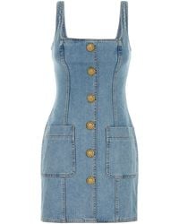 Balmain - Stretch Denim Dress - Lyst