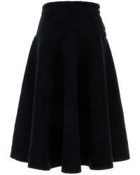 Bottega Veneta - Gonna in misto cotone stretch nero - Lyst