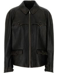 Prada - Giacca in pelle nera - Lyst