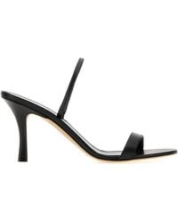 The Row - Black Leather Ella Sandals - Lyst