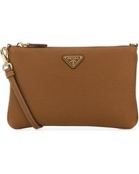 Prada - Borsa a tracolla in pelle caramello - Lyst
